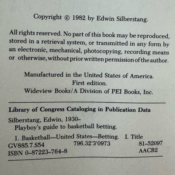 Playboy's guide to basketball betting Edwin Silberstang 1982 First Ed. paperback - Picture 4 of 11